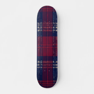 Blue and Red Plaid Bold Pattern Design Skateboard