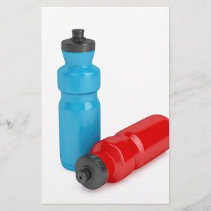 Blue and red plastic bottles