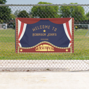 Blue and Red Retro Carnival birthday Banner