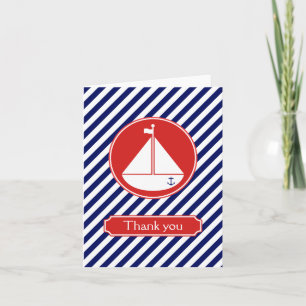 Blue and Red Sailboat Thank You Card