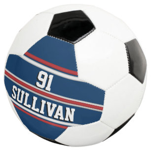 Blue and Red Sports Stripes w/ Player Name Number Football