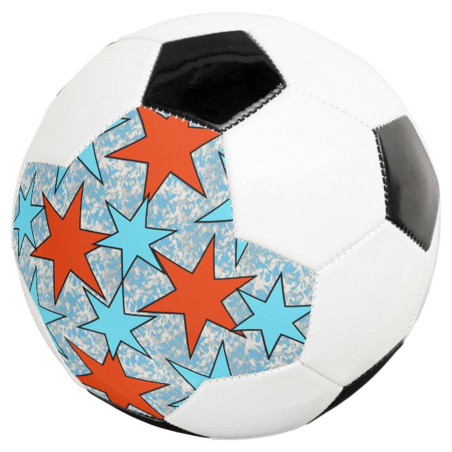 Blue and Red Star Pattern Football (Three Quarter)