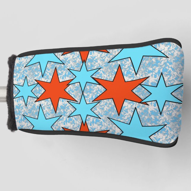 Blue and Red Star Pattern Golf Head Cover (Front)