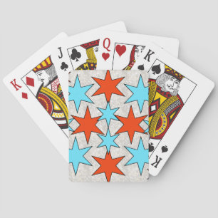Blue and Red Star Print Playing Cards