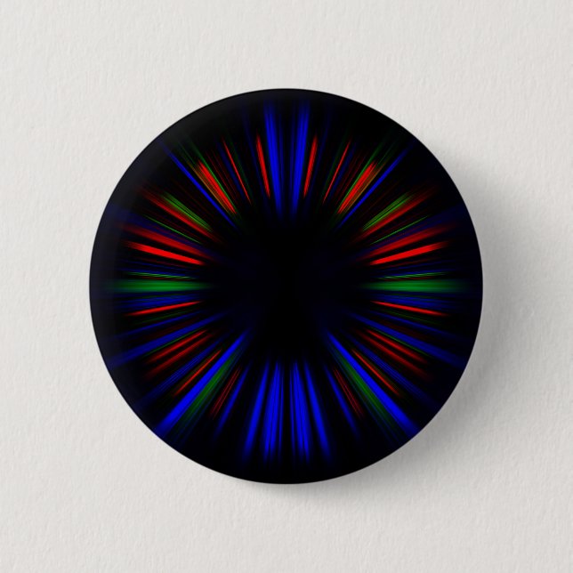 Blue and red starburst pattern 6 cm round badge (Front)