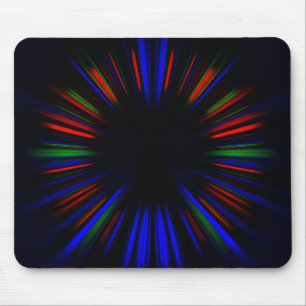 Blue and red starburst pattern mouse mat