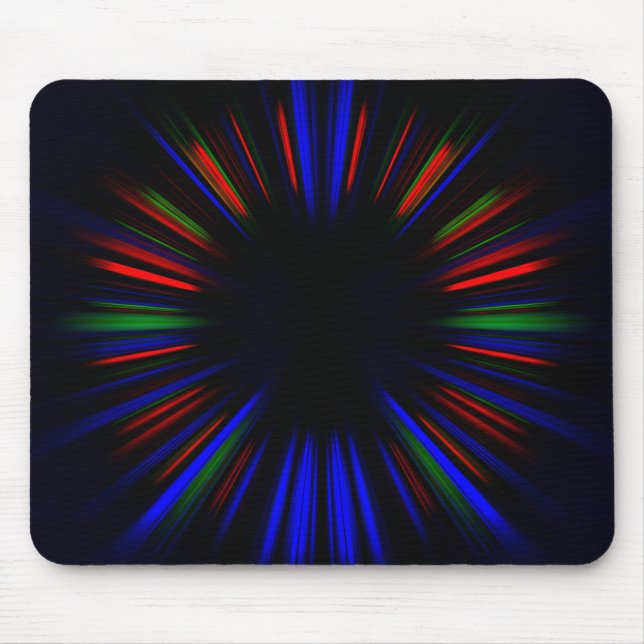 Blue and red starburst pattern mouse mat (Front)