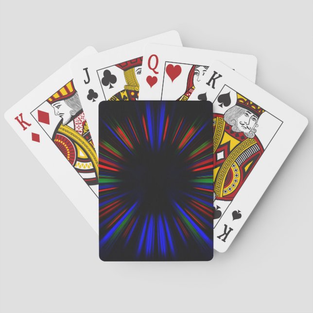 Blue and red starburst pattern playing cards (Back)