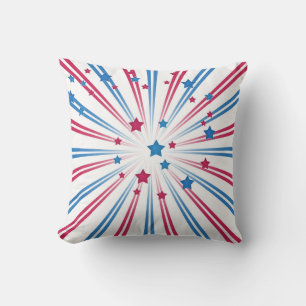 Blue and red stars . cushion