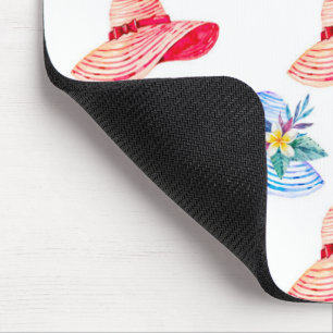 Blue And Red Summer Hats Pattern Mouse Mat