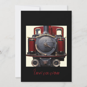 Blue And Red Train Invitation
