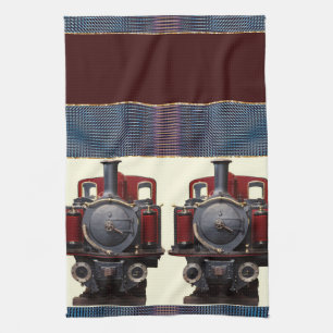 Blue And Red Train Tea Towel