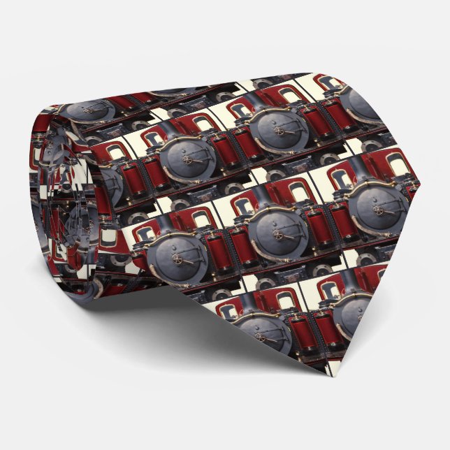 Blue And Red Train  Tie (Rolled)