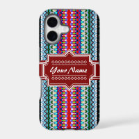 Blue and Red Tribal Ikat Chevron Personalised