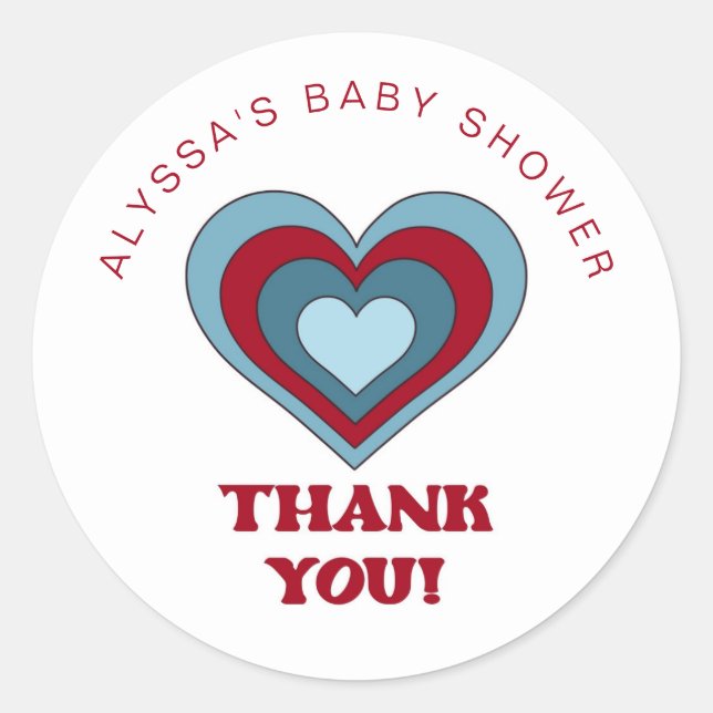 Blue and Red Valentine's Day Baby Shower Stickers (Front)