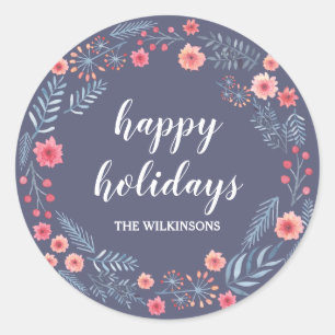 Blue and red winter foliage holidays Sticker