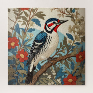 Blue And Red Woodpecker Nature Inspired Bird Jigsaw Puzzle
