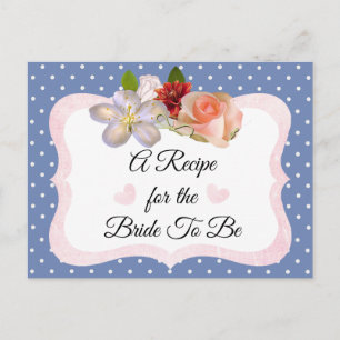 Blue and Rose Gold Blush Pink Recipe Card