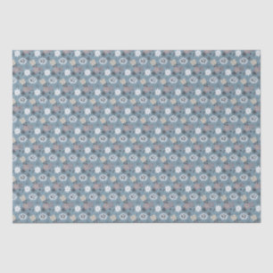 Blue and Rose Stylish Small Floral Pattern Girly Tissue Paper