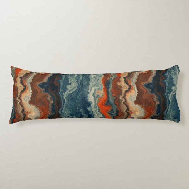Blue and Rust Abstract Body Cushion (Front)