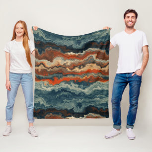 Blue and Rust Abstract Fleece Blanket