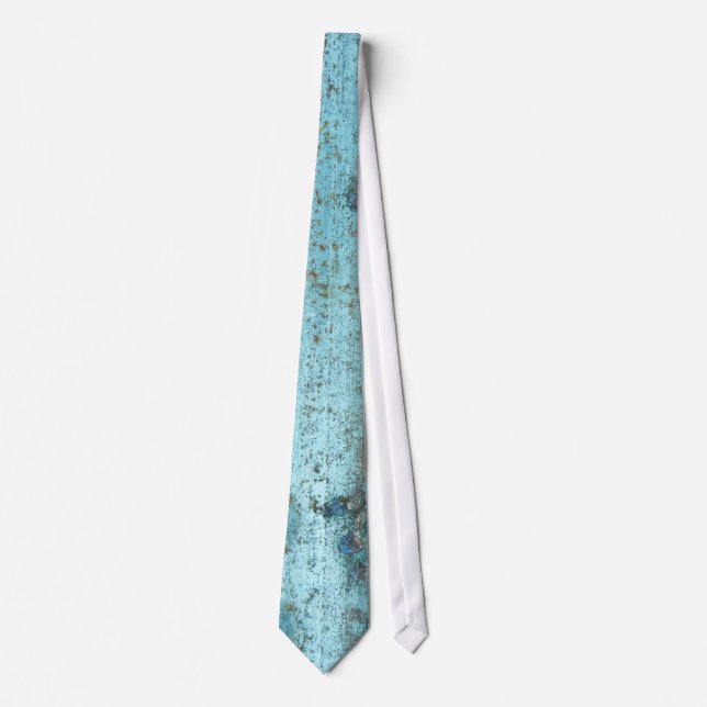 Blue and rust rugged weathered rusted metal tie (Front)