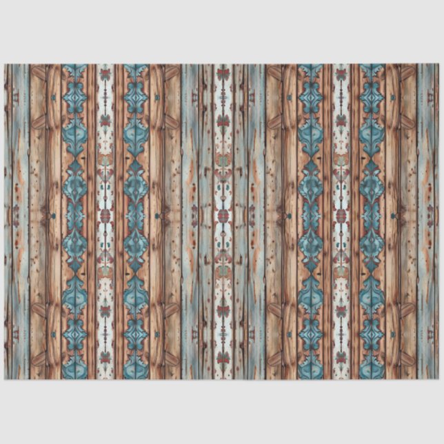 Blue and Rustic Panel Fall  Decoupage Tissue Paper (Front)
