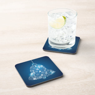 Blue and Shinning White Snowflakes Christmas Bell Coaster