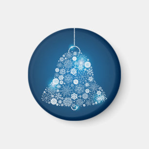 Blue and Shinning White Snowflakes Christmas Bell Magnet