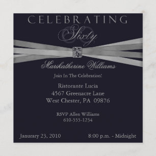 Blue and Silver 60th Birthday Party Invitations