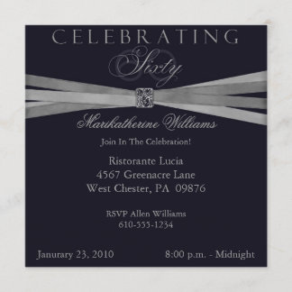 Blue and Silver 60th Birthday Party Invitations