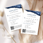 Blue and Silver Agate Bar Mitzvah QR Code Vertical RSVP Card<br><div class="desc">This beautiful reply card features navy blue and silver agate and your customised text in a vertical format.  Use the Design Tool to change the fonts or layout.</div>