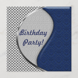 Blue and Silver Birthday Party Invitations