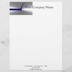 Blue and Silver Brushed Metal Customised Letterhead