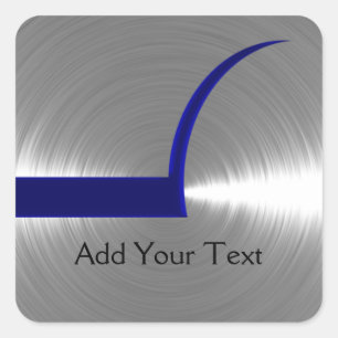 Blue and Silver Brushed Metal Square Sticker