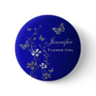 Blue and Silver Butterfly Floral Flower Girl Pin