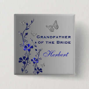 Blue and Silver Butterfly Floral Grandfather Pin