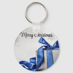 Blue and Silver Christmas Presents  Key Ring