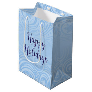 Blue and Silver Christmas Snowflakes Medium Gift Bag