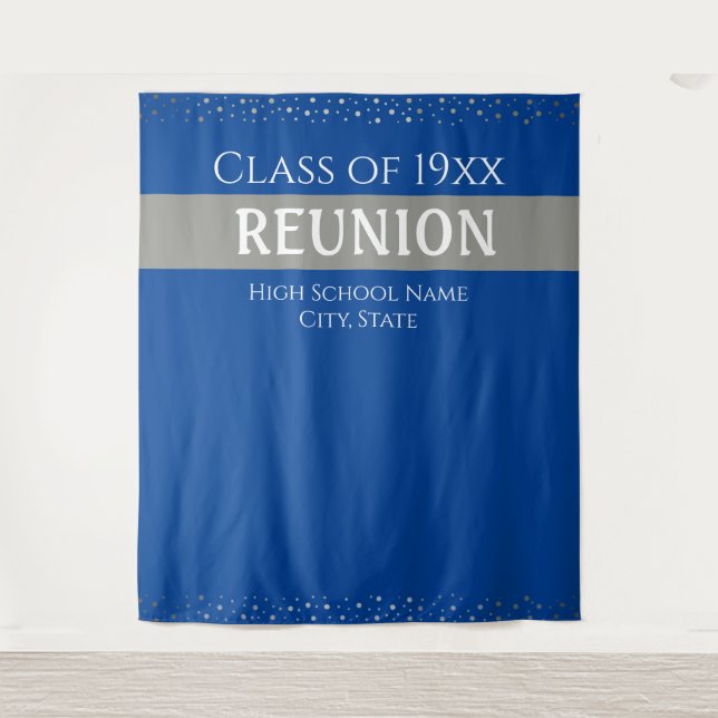 Blue and Silver Class Reunion Any Year Tapestry (Front)