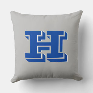 Blue and Silver College Block Font Initial Cushion
