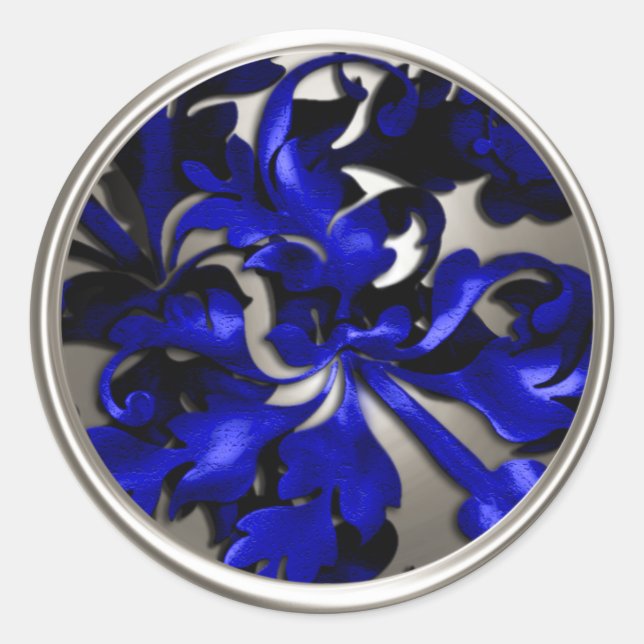 Blue and Silver Fabulous Foliage Envelope Seal (Front)