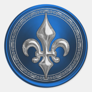 Blue and Silver Fleur de Lis Envelope Seal
