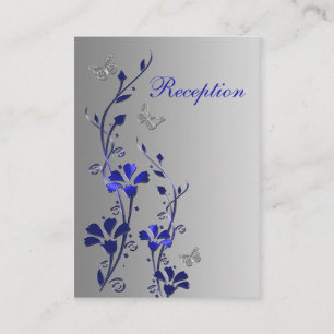 Blue and Silver Floral Butterflies Enclosure Card