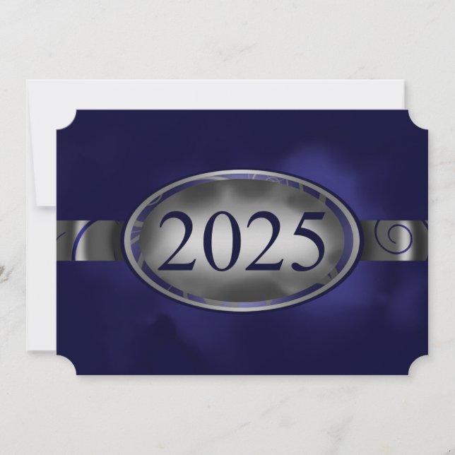 Blue and Silver Floral Button 2025 Card (Front)