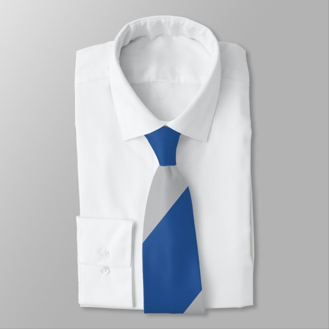 Blue and Silver Force Broad Regimental Stripe Tie (Tied)