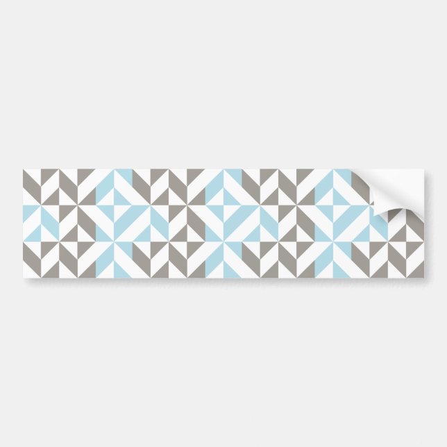 Blue and Silver Geometric ZigZag Bumper Sticker (Front)
