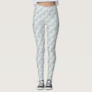 Blue and Silver Geometric ZigZag Leggings