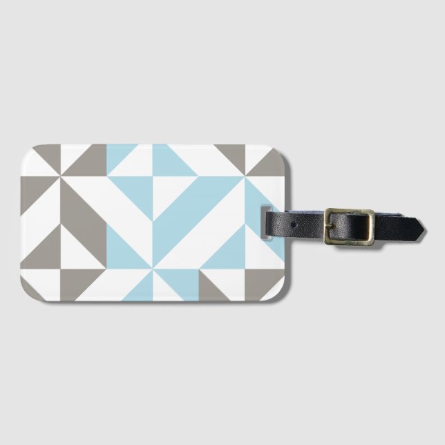 Blue and Silver Geometric ZigZag Luggage Tag (Front Horizontal)
