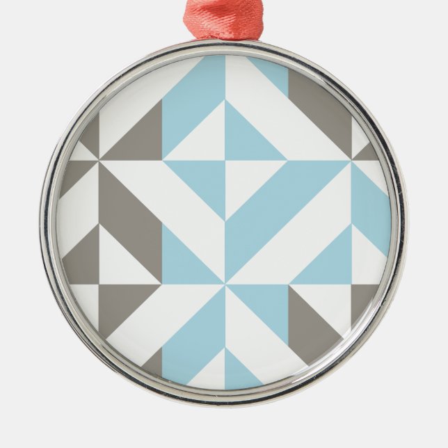 Blue and Silver Geometric ZigZag Metal Tree Decoration (Front)